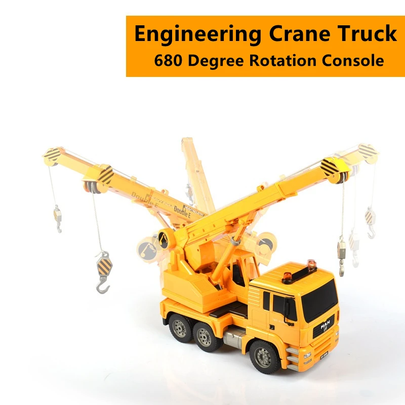 All Round Driving Demo RC Crane Truck 680 Degree Rotation Console Stretch Boom Hook Up&Down Simulation Light RC TrucK Boy Gifts