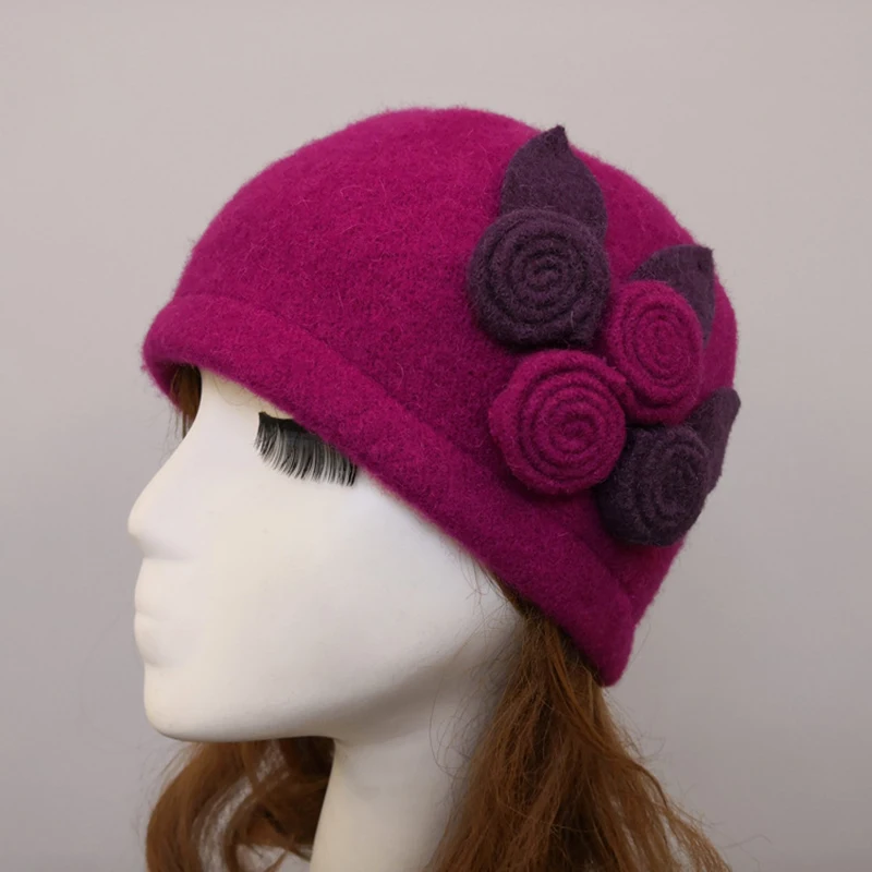 

New Women Fedoras 100% Pure Wool Dome Winter Hats For Women Floral Casual Brand Warm Lady Autumn Floppy Soft Girls Fedoras