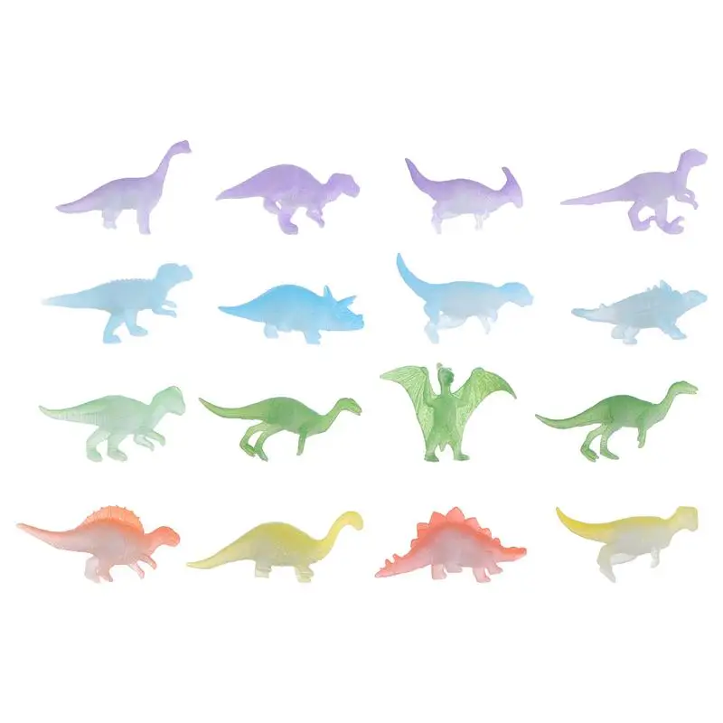 16pcs Glow In The Dark Dinosaur Toy Luminous Dinosaur Model Figure Toy Decoration Party Favor Gift for Kids (Random Style)