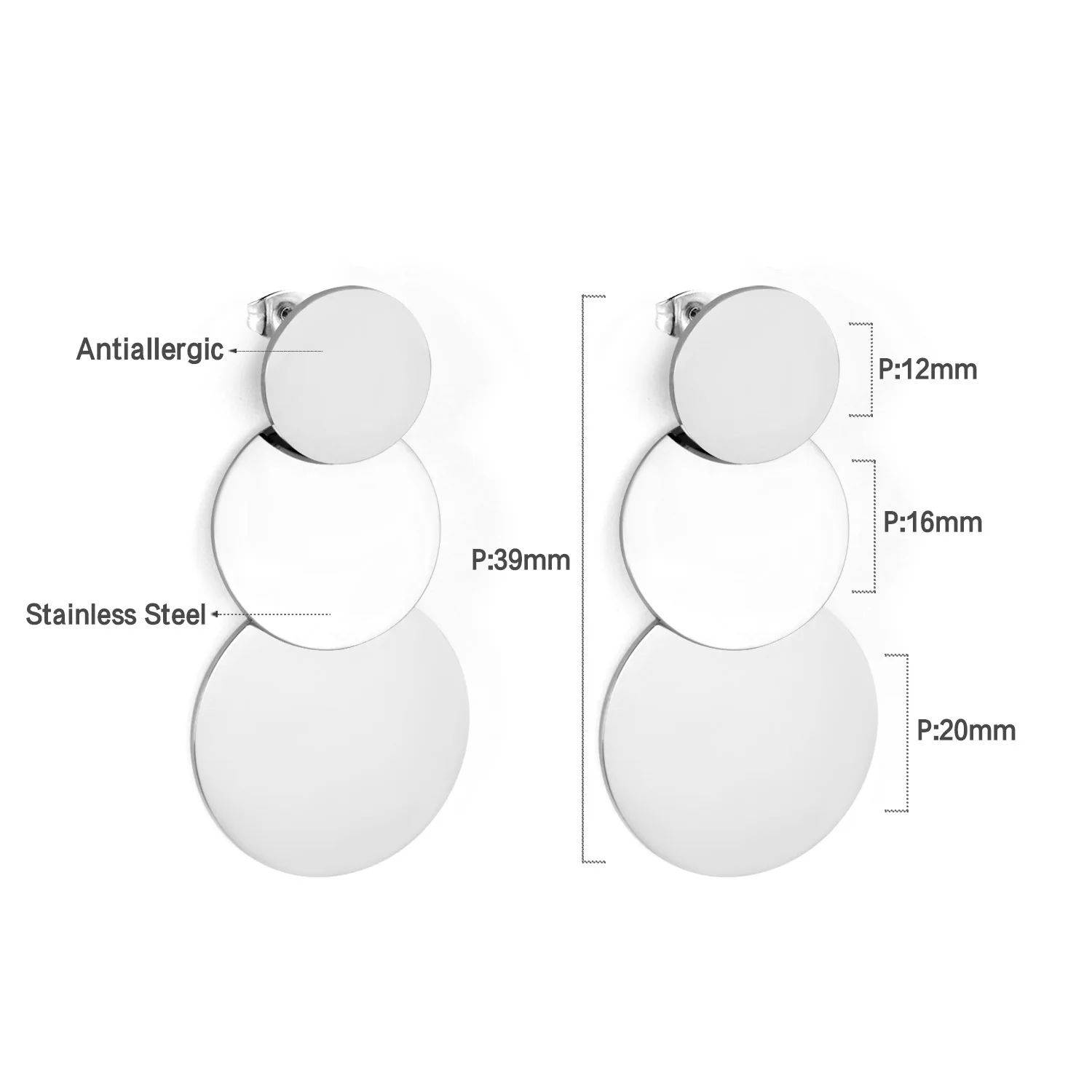 LUXUKISSKIDS Jewelry Korean Round Layers Gold Color Drop&Dangle Earing Stainless Steel Earrings For Women 2024 Pendientes arete