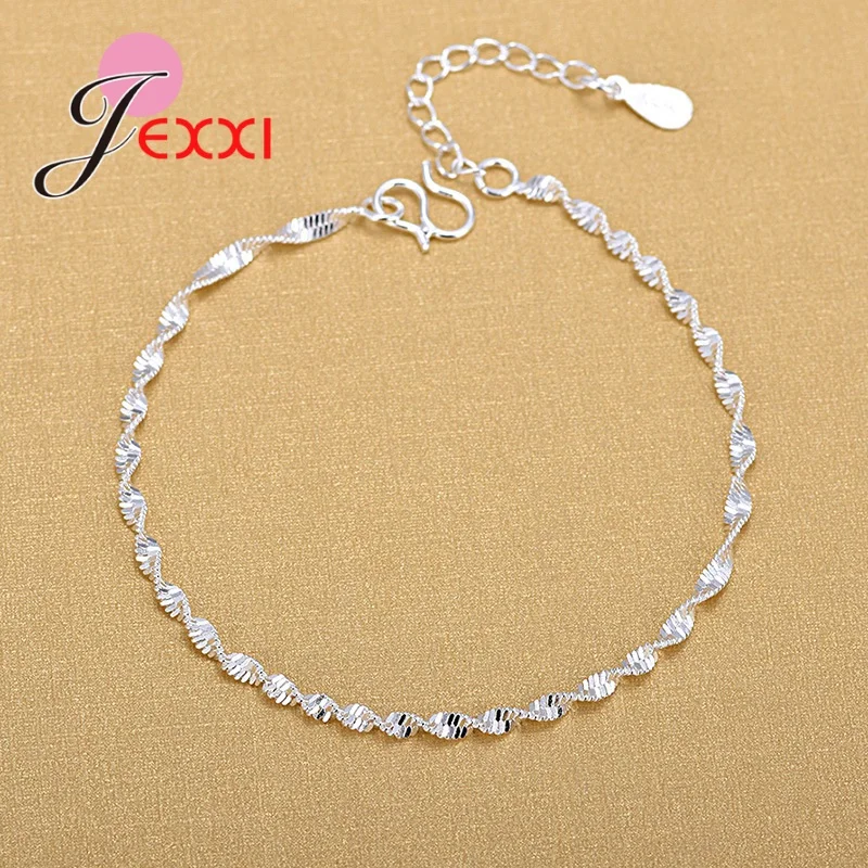 Women New 925 Sterling Silver Beads Pendant Bracelets & Bangles Hot Fashion Hand Chains For Girls Valentines\'Day Gifts