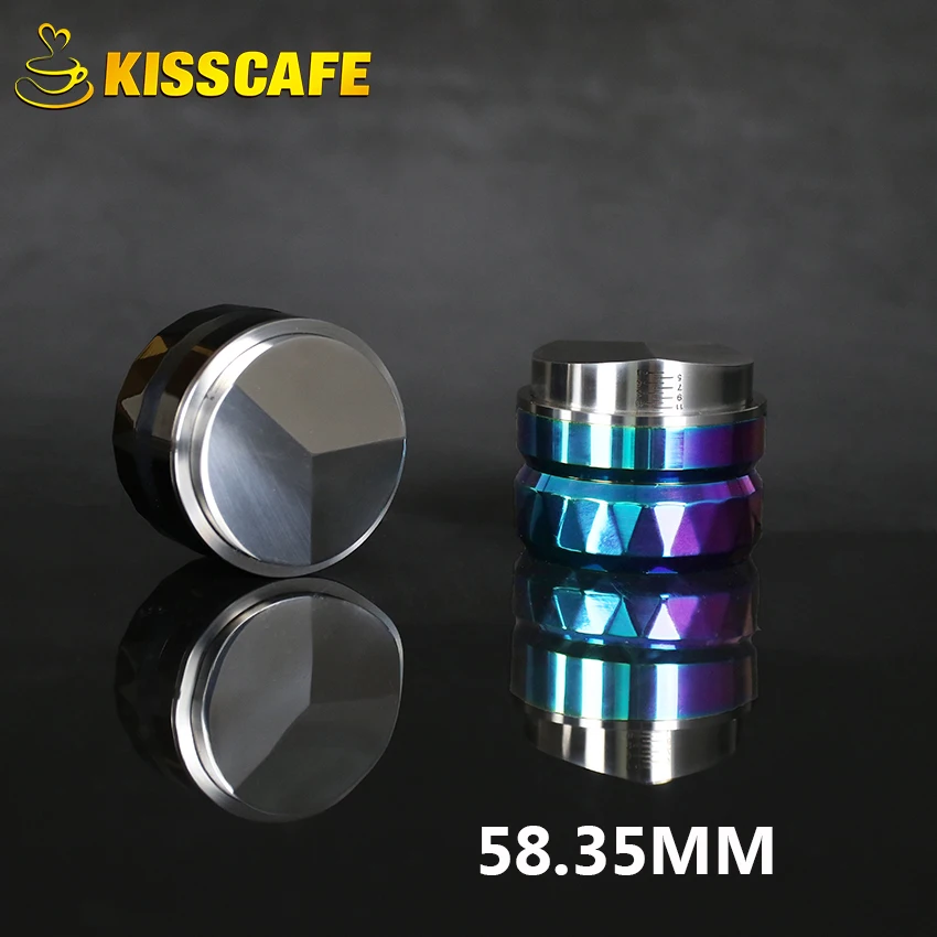 

58.35mm Ajustable Coffee Tamper Stainless Steel Powder Hammer Fan Base Espresso Distributor Accessory Coffeeware For Barista