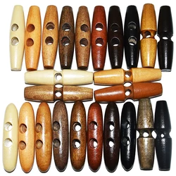 10PCs Natural Wood Toggle Horn Wooden Buttons Sewing Crafts Scrapbooking For Tent Clothes Overcoat Handmade Oval Stopper Button