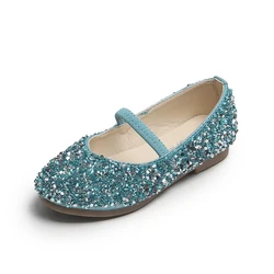 Chaussures de princesse en cuir à paillettes pour filles, chaussures provoqué pour enfants, bébé