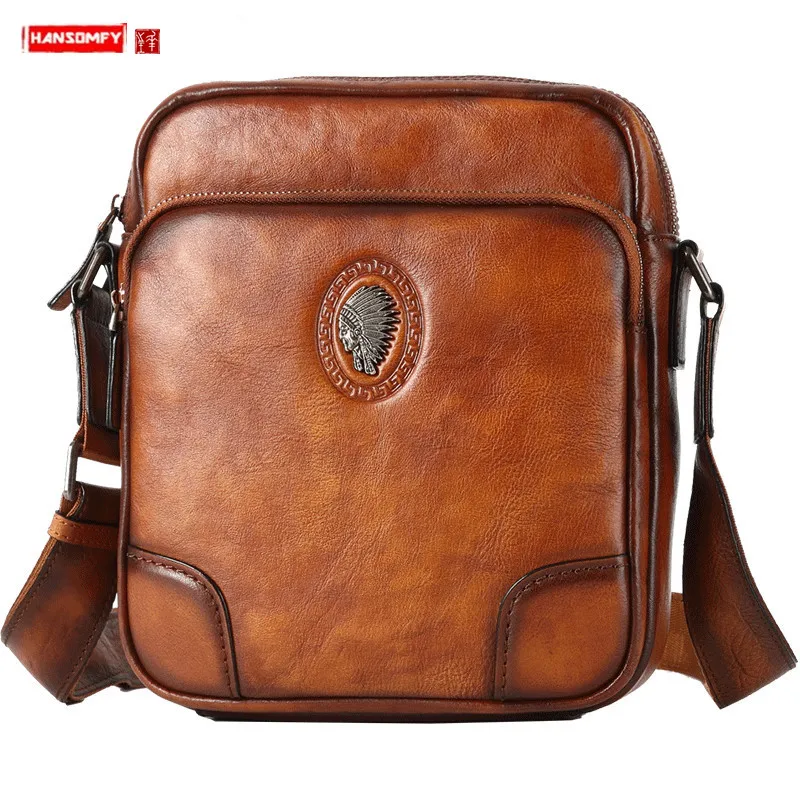 

Messenger Bag Men's Shoulder Bag Casual Men Korean Small Fashion Back Pack Tide Brand Oblique Cross Bags Cowhide Leather New