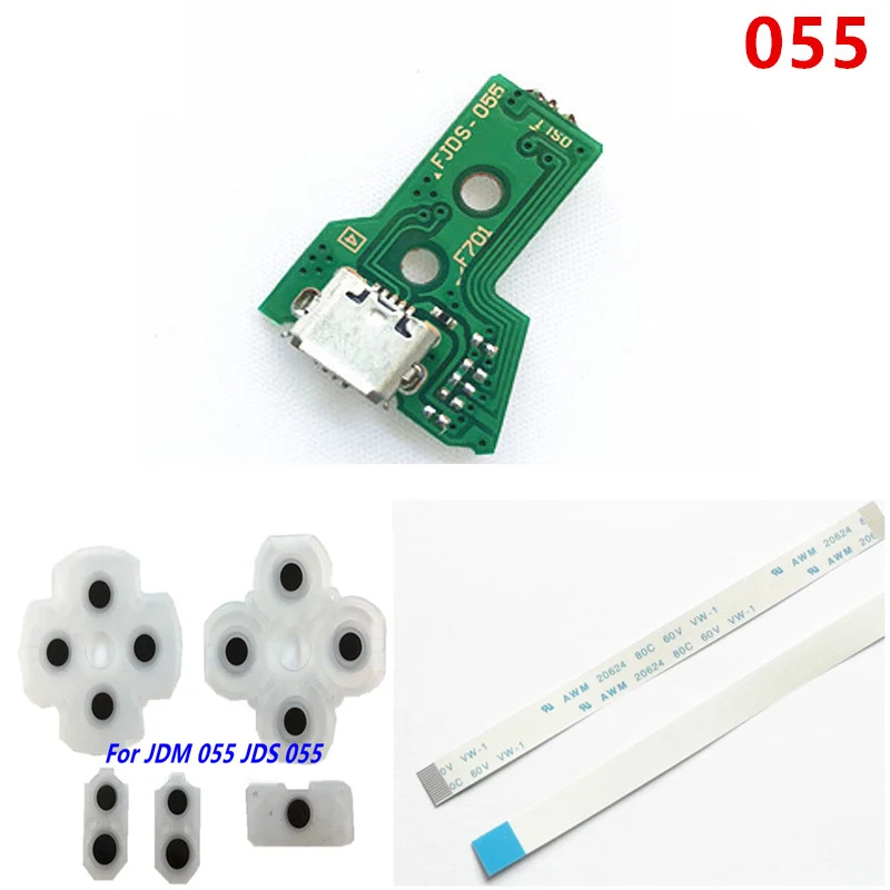 

JDM 050 USB Charging Port USB Socket Board 12 pin Flex ribbon cable Conductive pad For PS4 PRO JDM 055 Controller JDS-055 JDS055