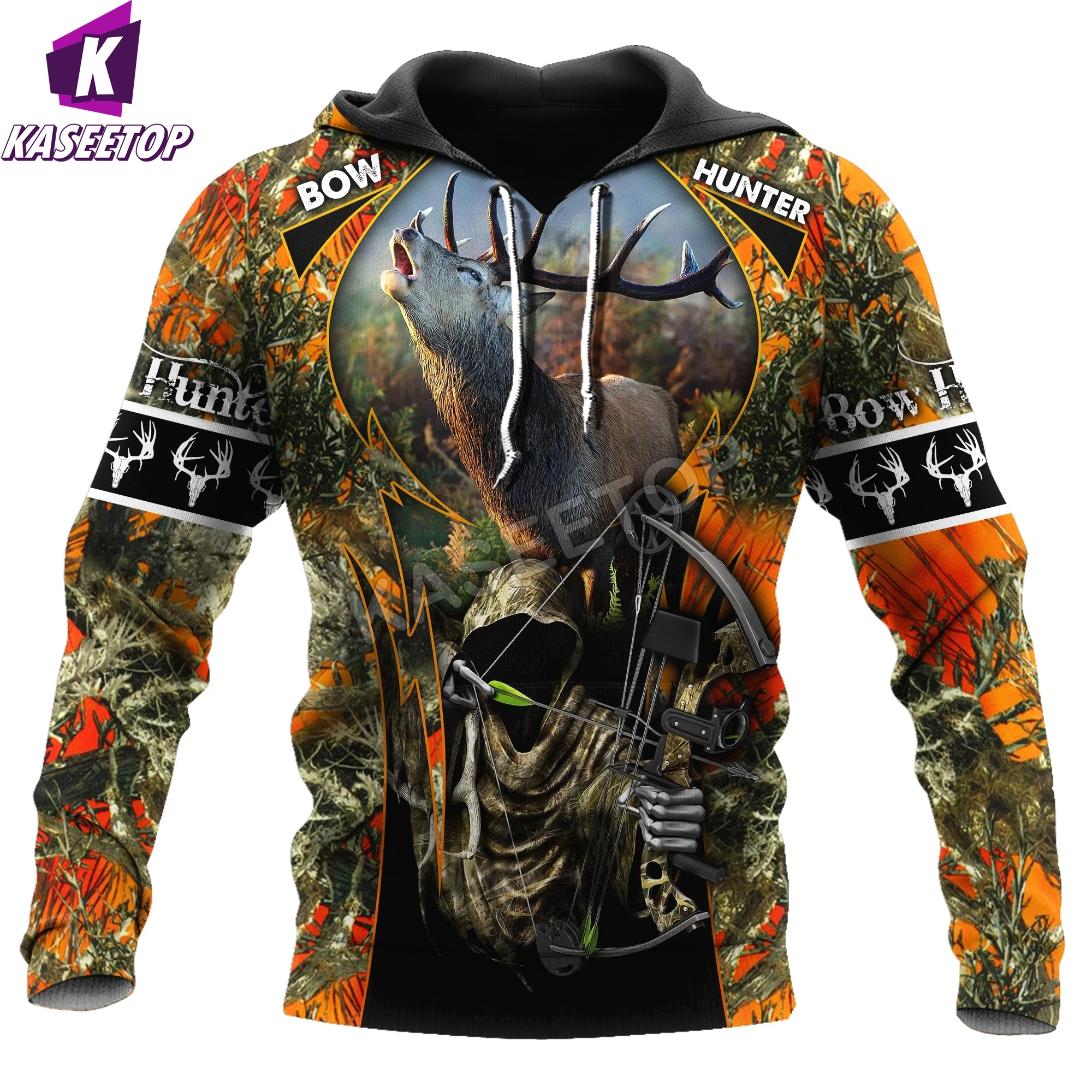 Winter Nieuwigheid Mannen Boog Huntting Jacket Cosplay Kostuum Casual Unisex 3D Volledige Print Bomber Jacket Trainingspak Rits Hoodies Jas