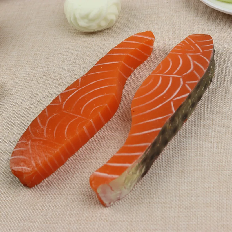 Artificial Japanese Fake Salmon Children Early learning Toy Sashimi Home Decoration Food Model KitchenToys