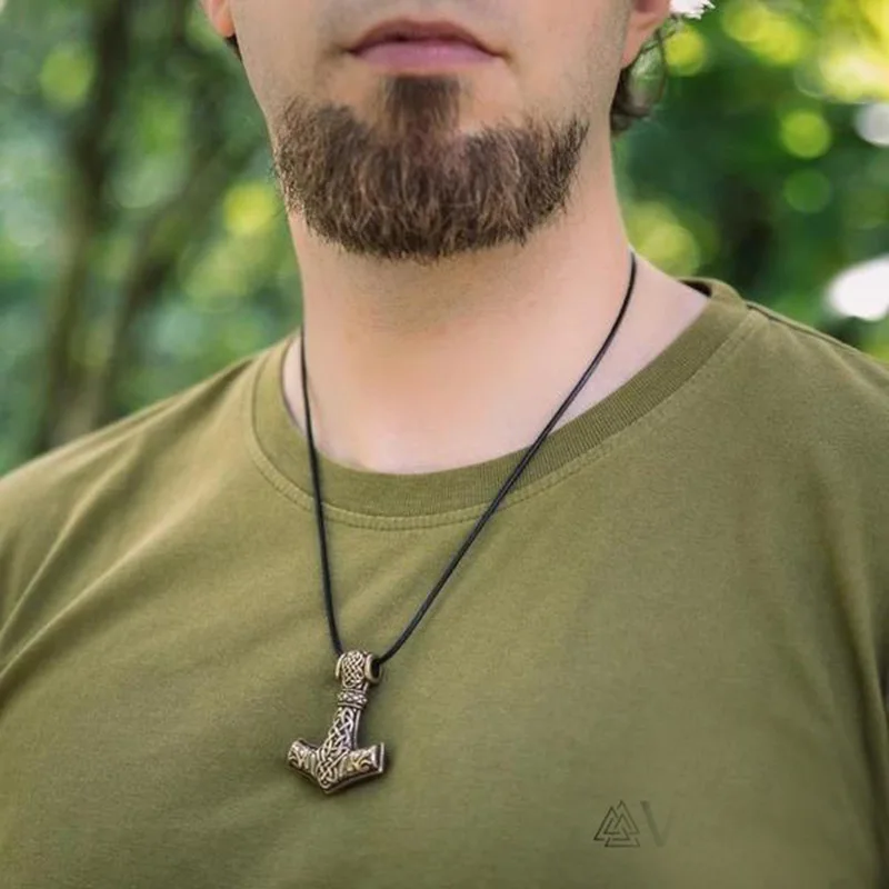 Beier 316L stainless steel Norse Viking Pendant Necklace Wolf Thor's Hammer Mjolnir Scandinavian  odin amulet men jewelry LP385