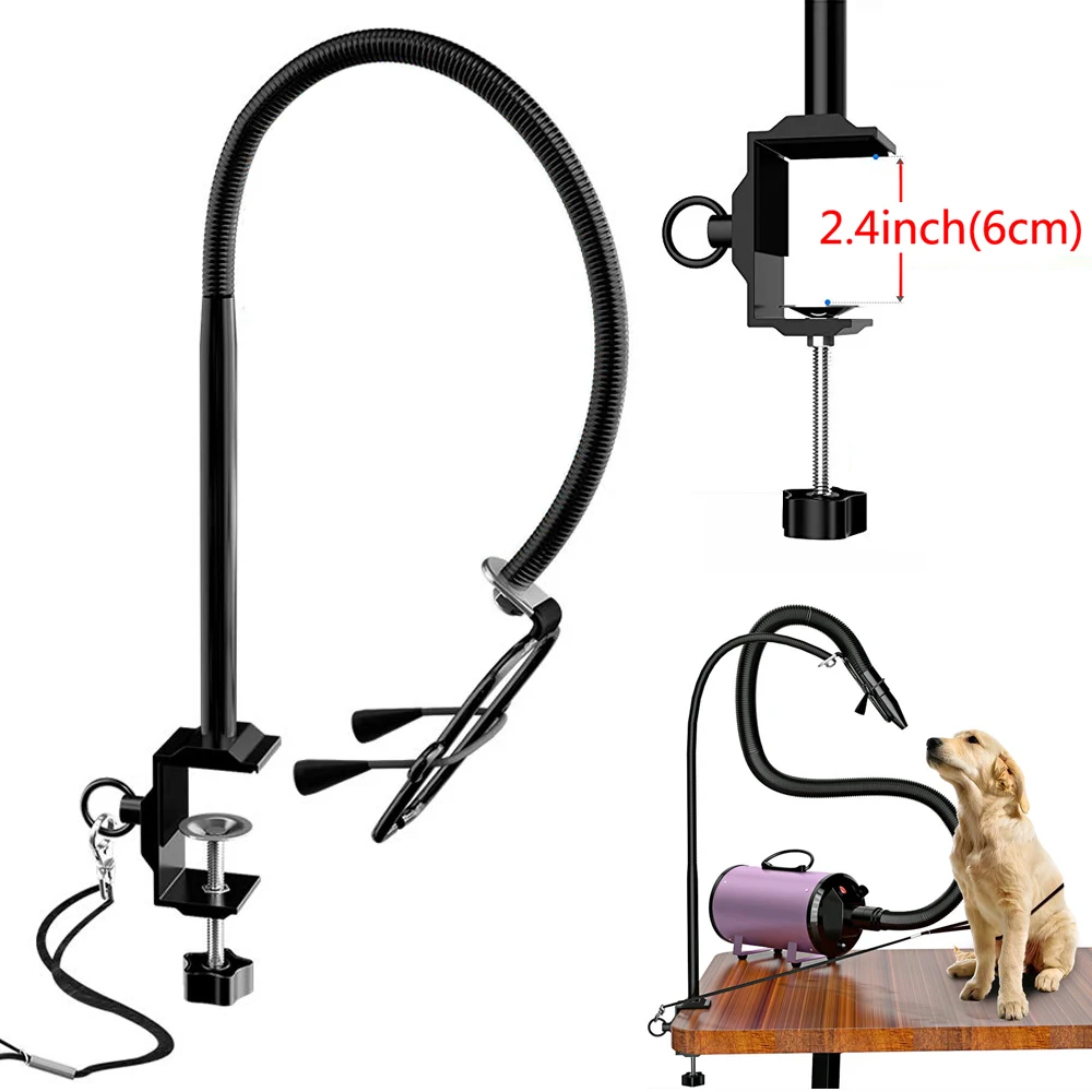 

Dog Grooming Shelf Pets Bathing Beauty Hair Dryers Mounting Bracket Clip,Large Size 360 Degree Adjusted Metal Hose Stand