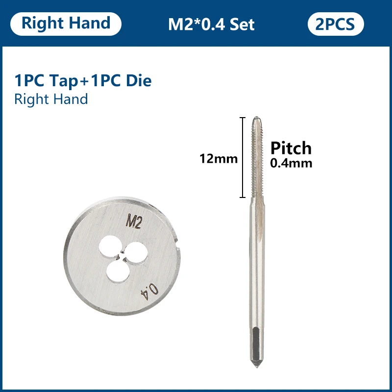 Ensemble de matrices de tarauds à vis, machine à main droite, perceuse à filetage, mini outils de filetage, M1.1, M2, M2.2, M2.5, M3.5, outil à main, 2 pièces