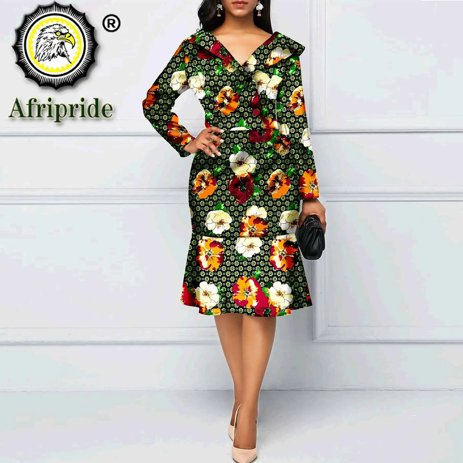 African dresses for women AFRIPRIDE dashiki bazin riche ankara print pure cotton dress private custom v-neck S1825083