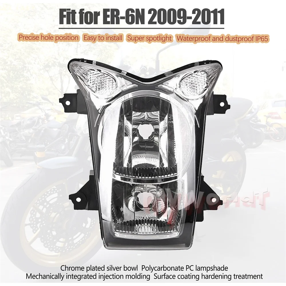 Suitable For Kawasaki ER6N Headlight 2009 - 2011 Front Lighting Lndicator Motorcycle Light Assembly Accessories ER-6N 2010