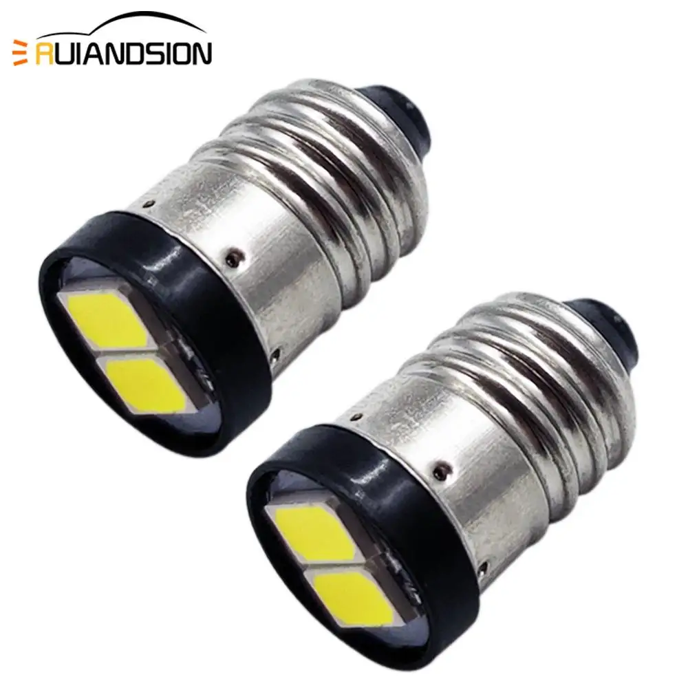 2Pcs 5630 2SMD E10 Screwin Led 3V 6V 12V 30Lm Machine Signal Lamp Flashlight Lantern Torch Bulb Yellow White 4300K Pilot lamps