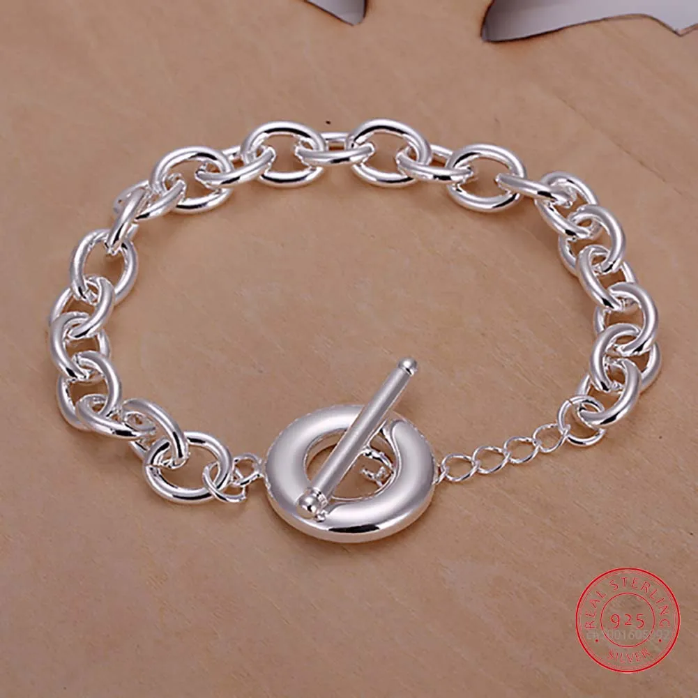 Men's Fine Jewelry 21cm Bracelet 925 Tibetan Silver Charm TO Thick Link Chain Bracelets Pulseiras Bracciali Bileklik