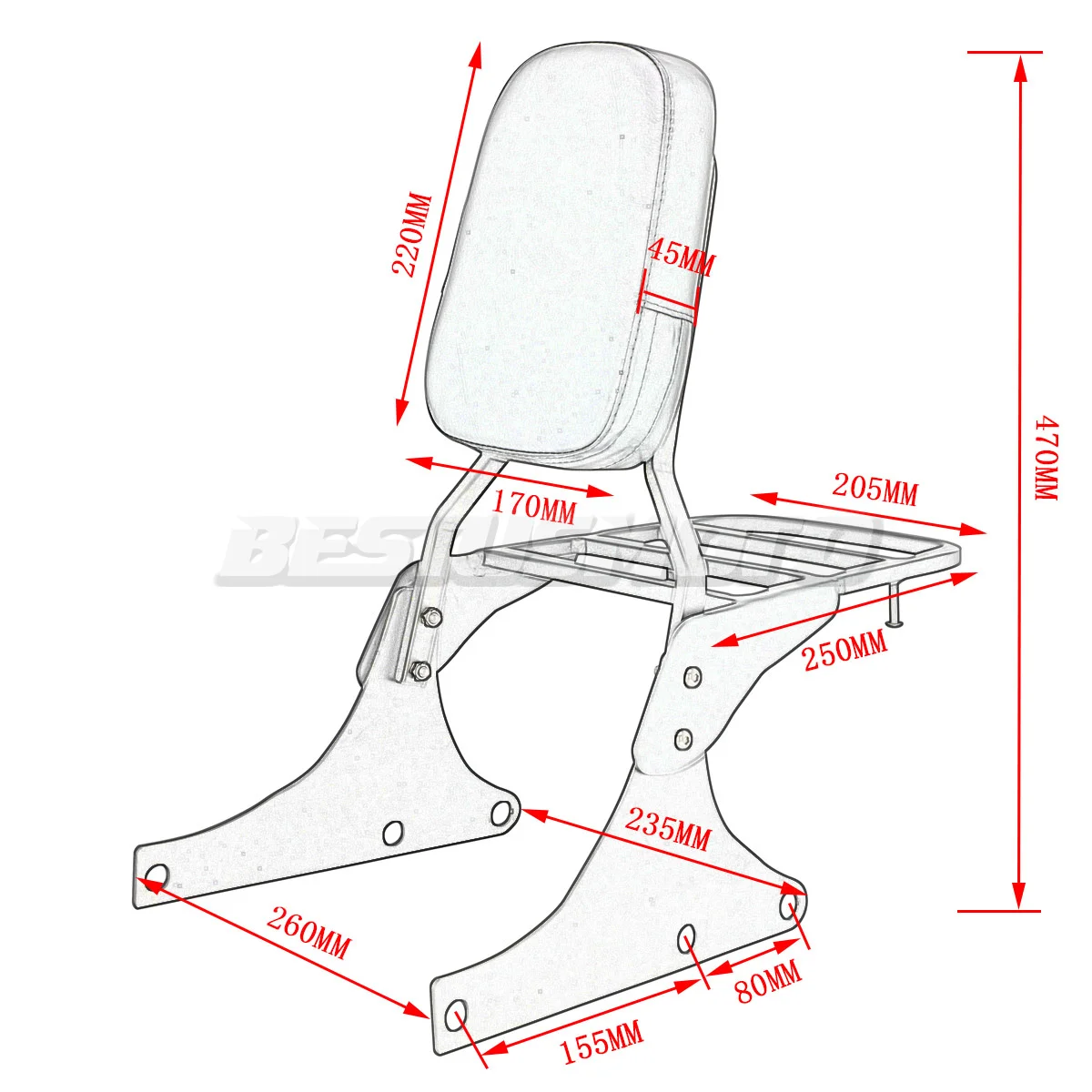 Motorcycle Backrest Sissy Bar Luggage Rack For Harley Fatboy EFI FLSTFI FLSTF Heritage Softail Classic FLSTC Heritage Springer