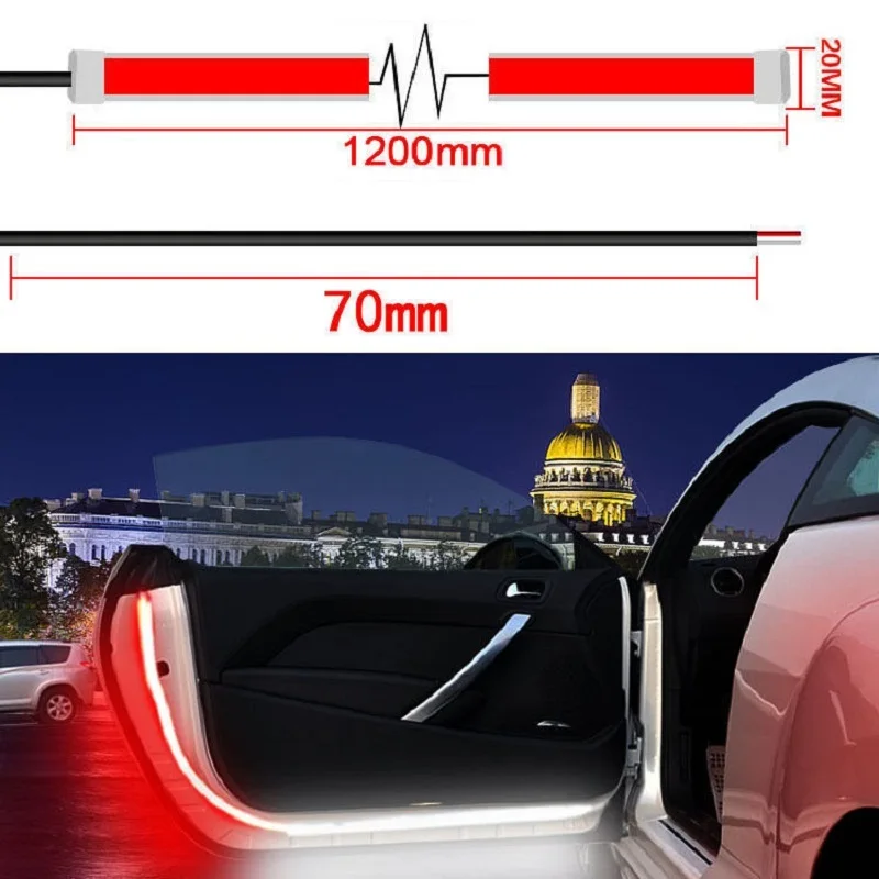 Car Door Opening Warning LED Lights Welcome Decor Lamp Strips Anti Rear-end Collision 12V Safety Universal auto accessories CF