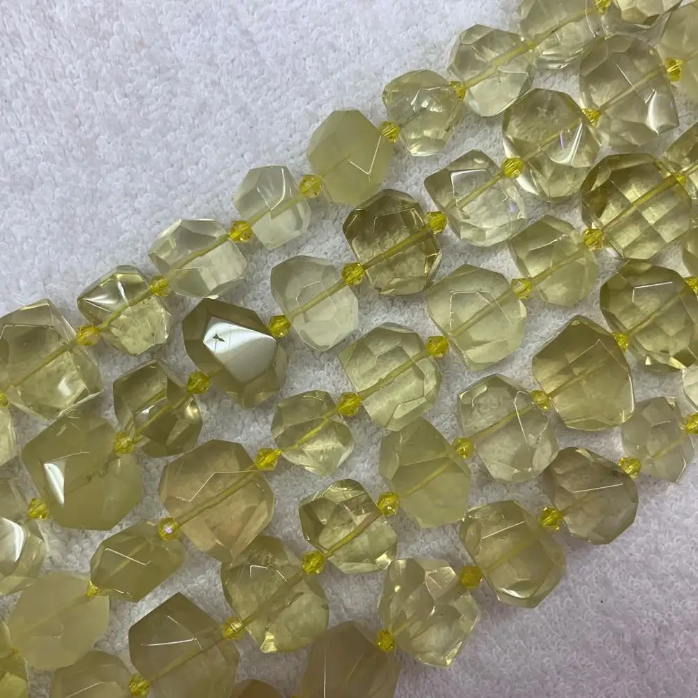 16-18mm oval faceted lemon crystal quartz beads natural gemstone beads DIY spacer beads for jewelry making strand 15