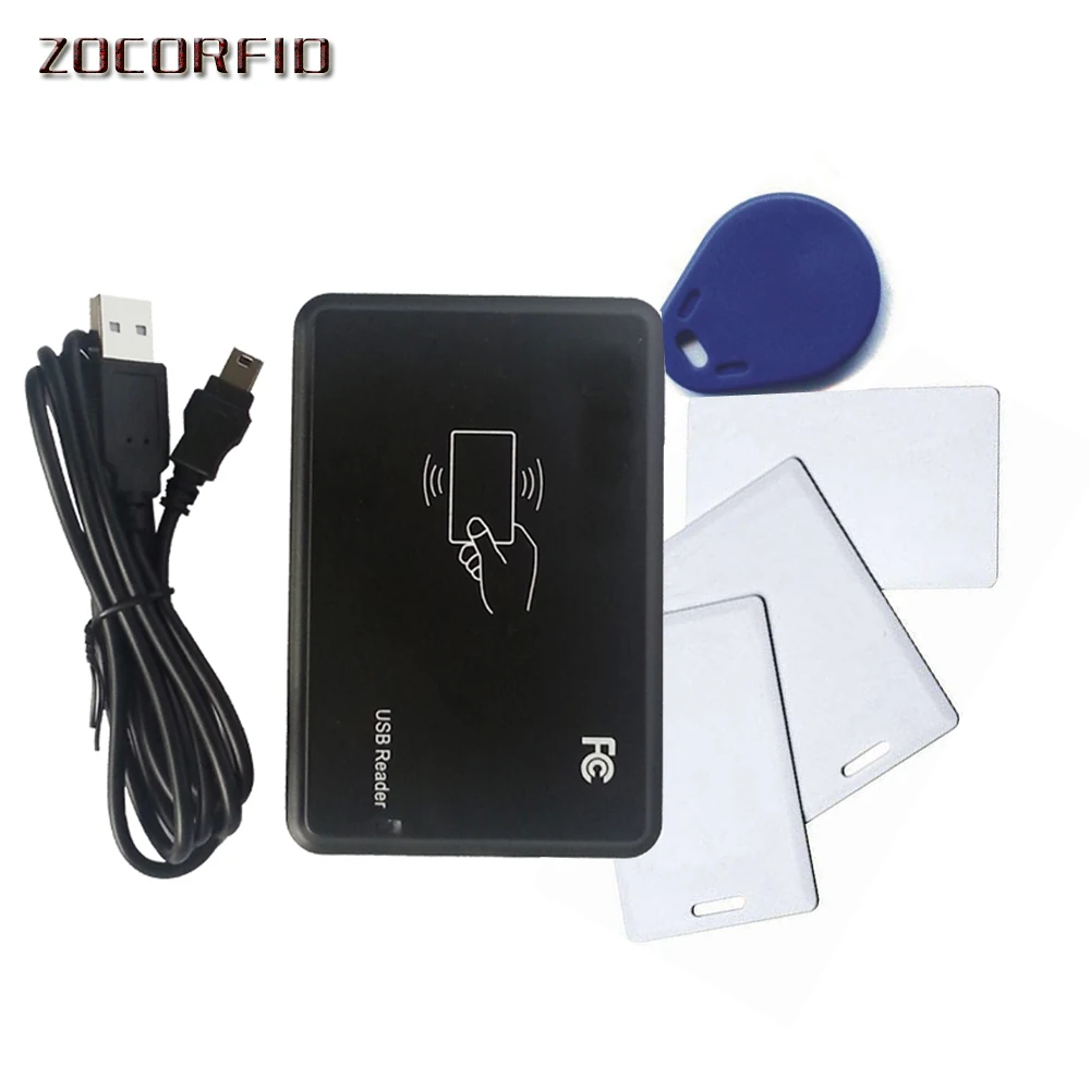 

RFID Copier 125KHz EM4100 Cloner Writer Duplicator Programmer Reader + 5 Pcs EM4305 T5577 Rewritable ID Keyfobs Tags Card