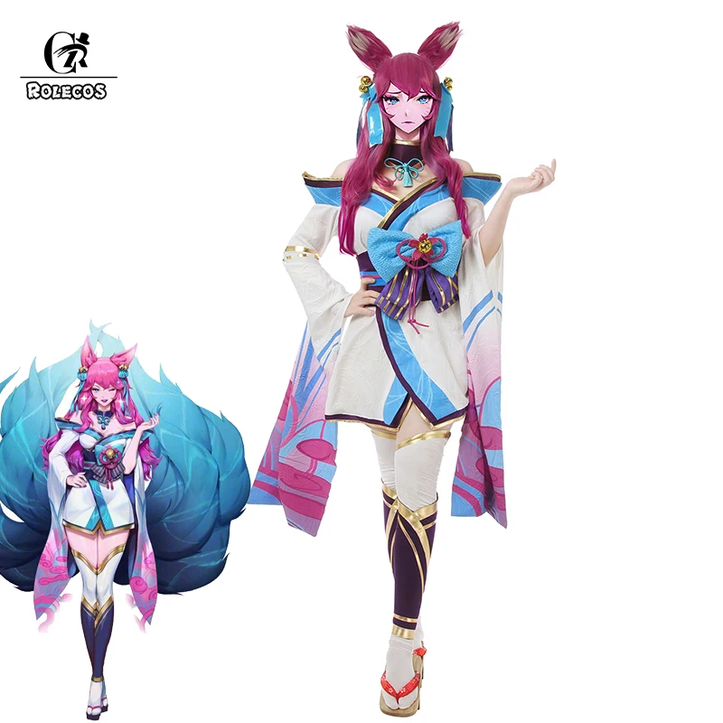 ROLECOS Game LOL Spirit Blossom Ahri Cosplay Costumes Sexy Dresses Spirit Blossom Ahri Costumes for Women Cosplay Costumes