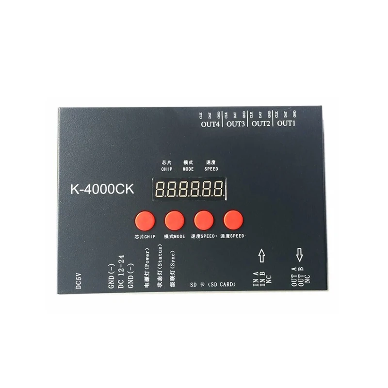 K-4000CK (T-4000 '업그레이드 버전),LED 픽셀 SD 카드 컨트롤러, 오프라인, 4096 픽셀 제어, SPI 신호 출력;