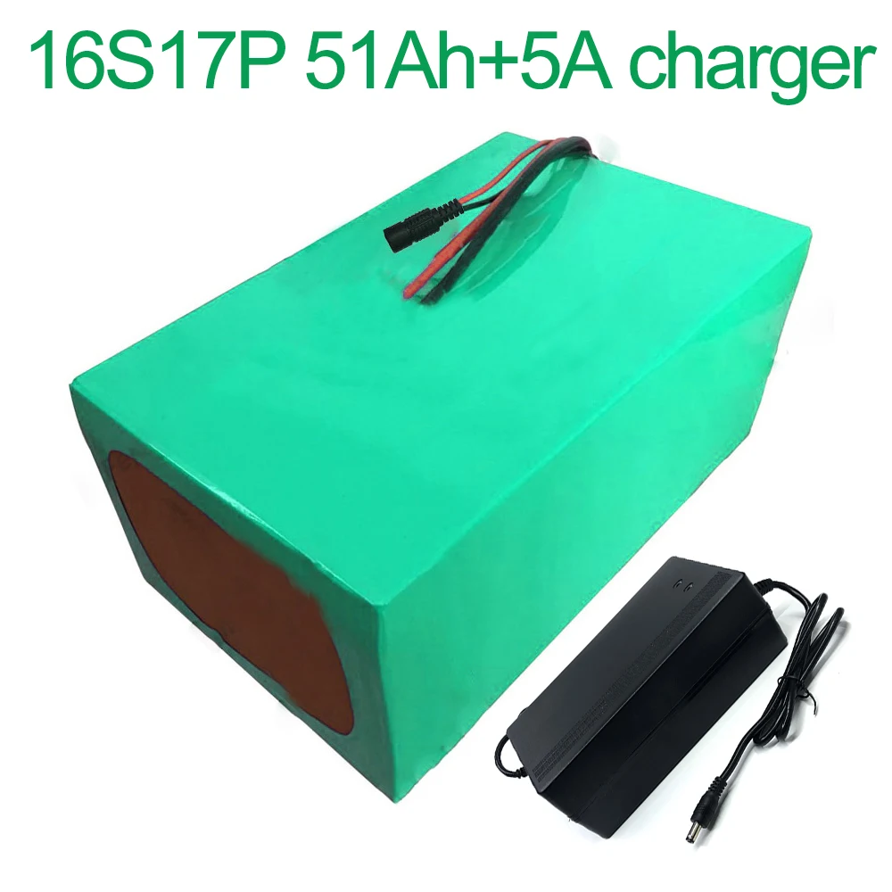 

With 5A charger 60V 51Ah 16S17P 18650 Li-ion Battery electric two Three wheeled motorcycle bicycle ebike 320*190*140mm