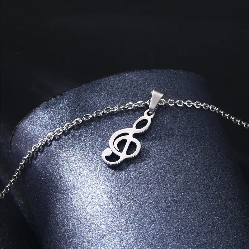 

European And American Popular Creative Music Symbol Stainless Steel Pendant Necklace Female Trend Accessories