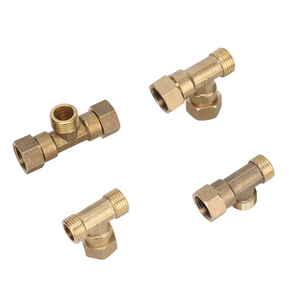 Brass pipe fitting male-female thread conversion connection 1/2” T-shaped three-way copper water oil gas adapter garden fittings