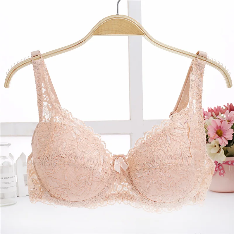 Big size Lace Floral Embroidery Bra big thin cup Push Up Bra For Women Sexy Lingerie Comfortable Adjustable t shirt lady Bra