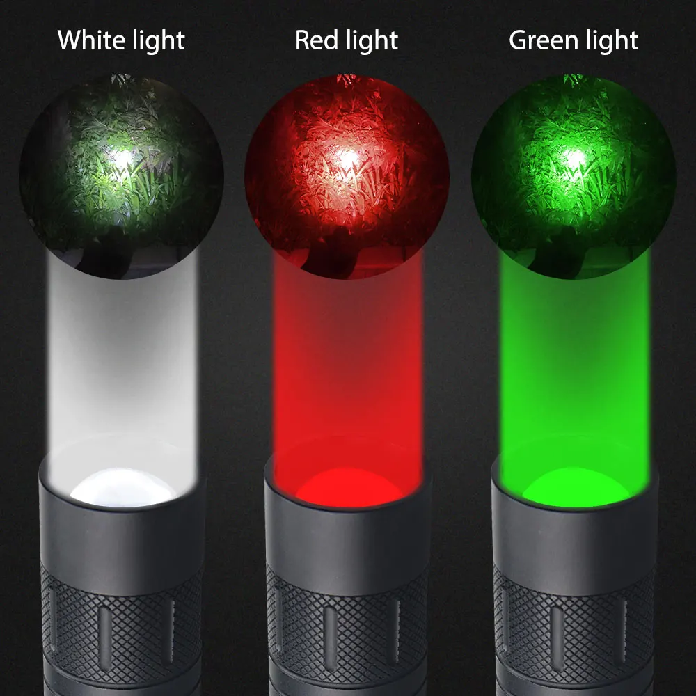 Mini Green/Red/White XPE LED LED Flashlight Multi-function 1 File Mode Lamp Adjust Focus Tactical Hunting Torch