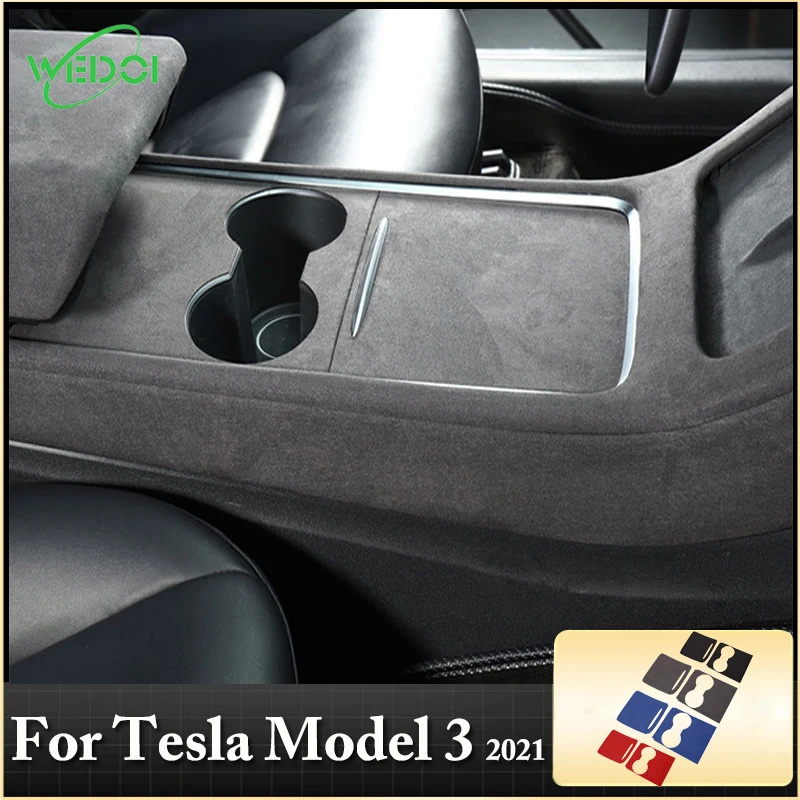 

WEDOI Alcantara Leather Center Console Panel Decoration Cover For Tesla Model 3 2021 Car Interior Accessories