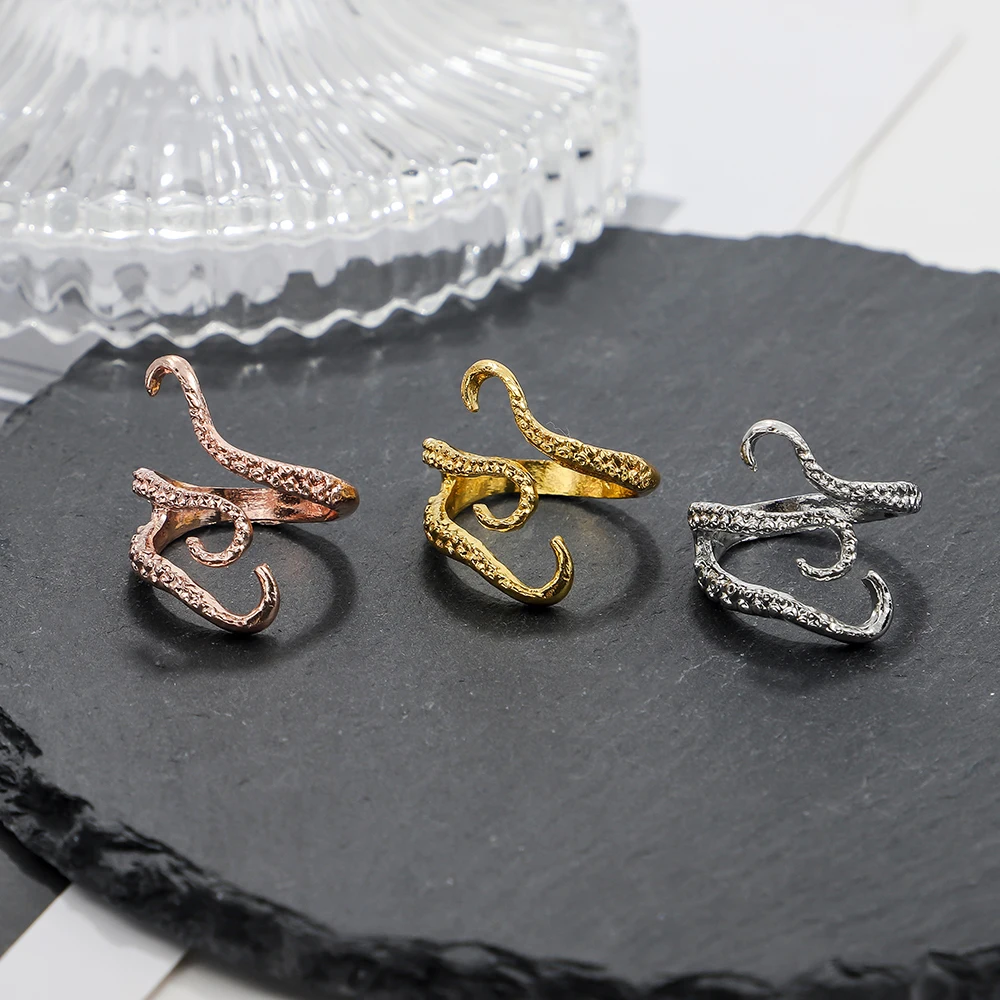 Creative Octopus Tentacle Alloy Ring Fashionable Men\'s And Women\'s Wrap Pattern Adjustable Ring Jewelry