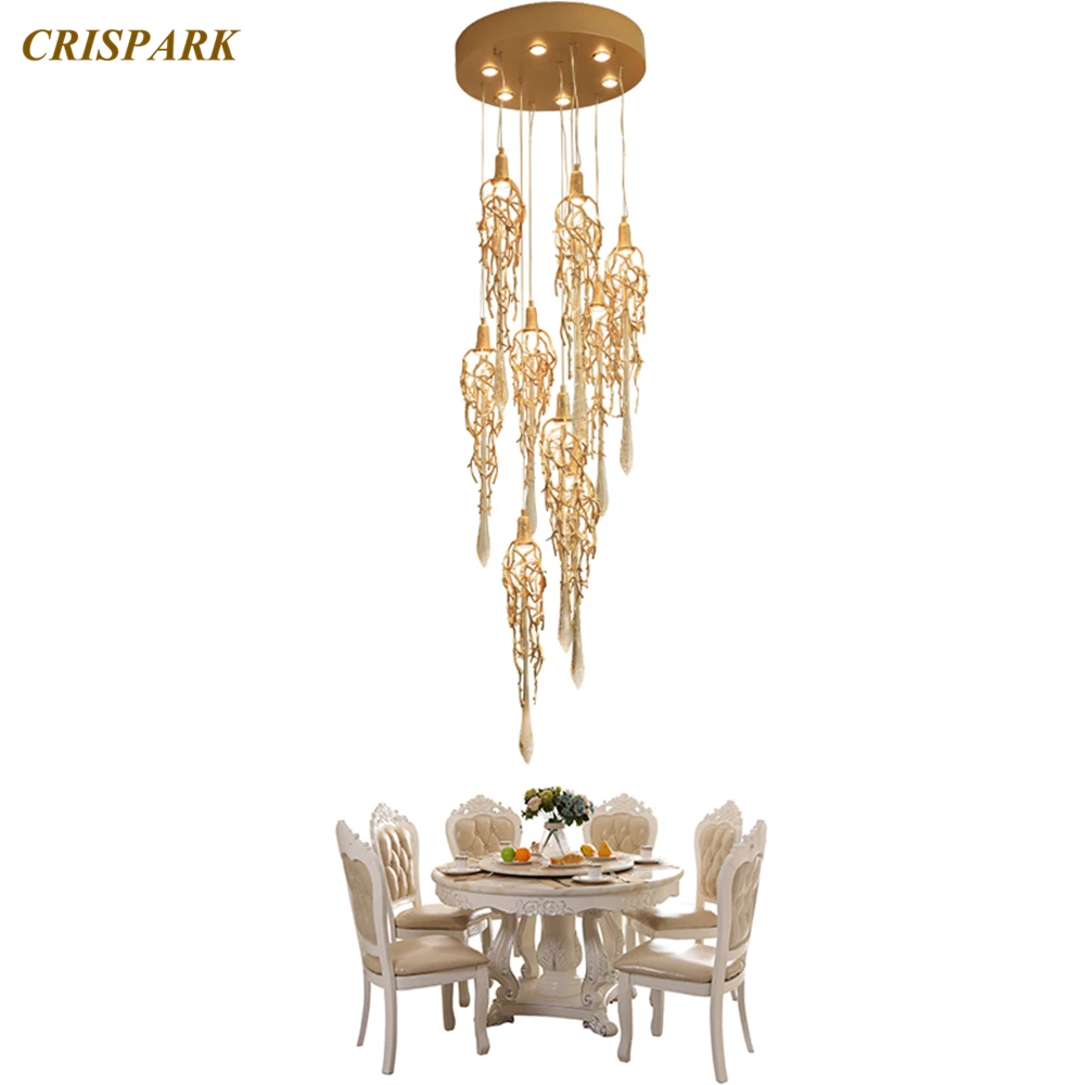 

Modern Glass Ceiling Chandelier Lighting LED Luxury Brass Chandeliers Copper Glass Drop Flush Mounted Light Fixture