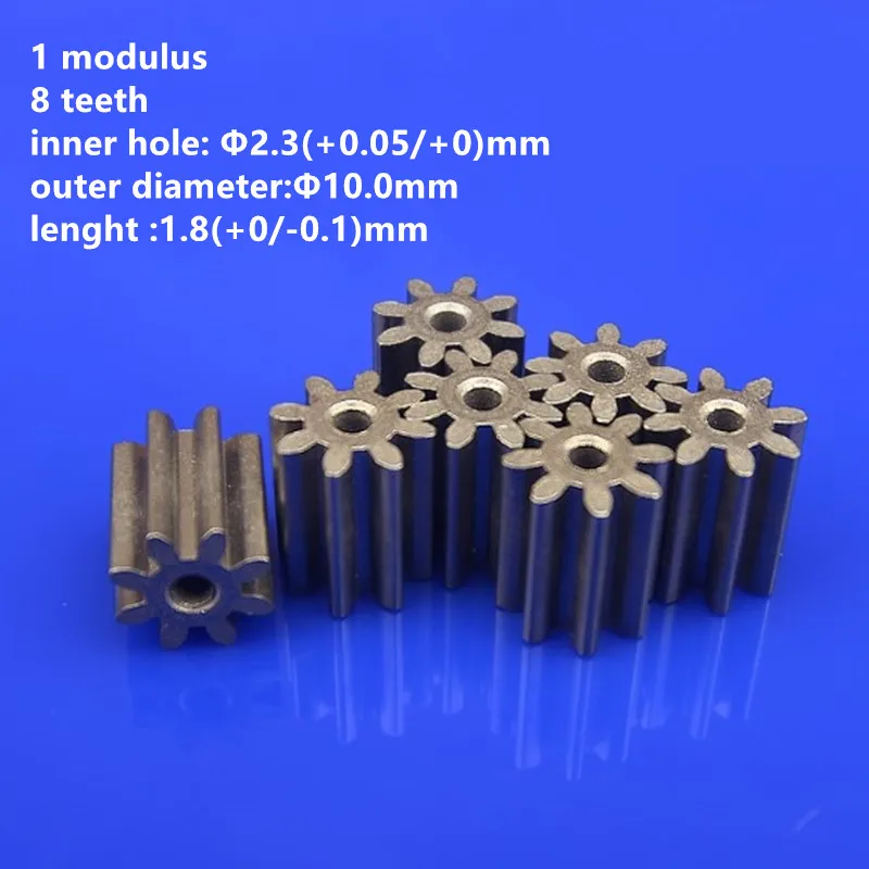 10Pcs/lot Precision Small Modulus Gear 1 Modulus 8 Teeth Inner Bore 2.3mm Powder Metallurgy Cylindrical Miniature Pinion