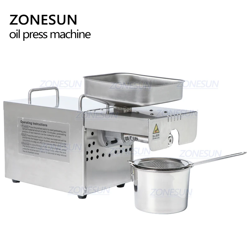 ZONESUN Automatic Cold Oil Press Machine Commercial Oil Extractor Temperature Control Peanut Sunflower Seeds Oil Presser 110V220