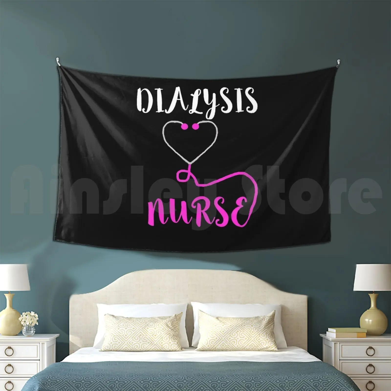 Dialysis Nurse Pink Stethoscope Nephrology Medicine Nursing Customized Tapestry Nurse Nursing Medicine