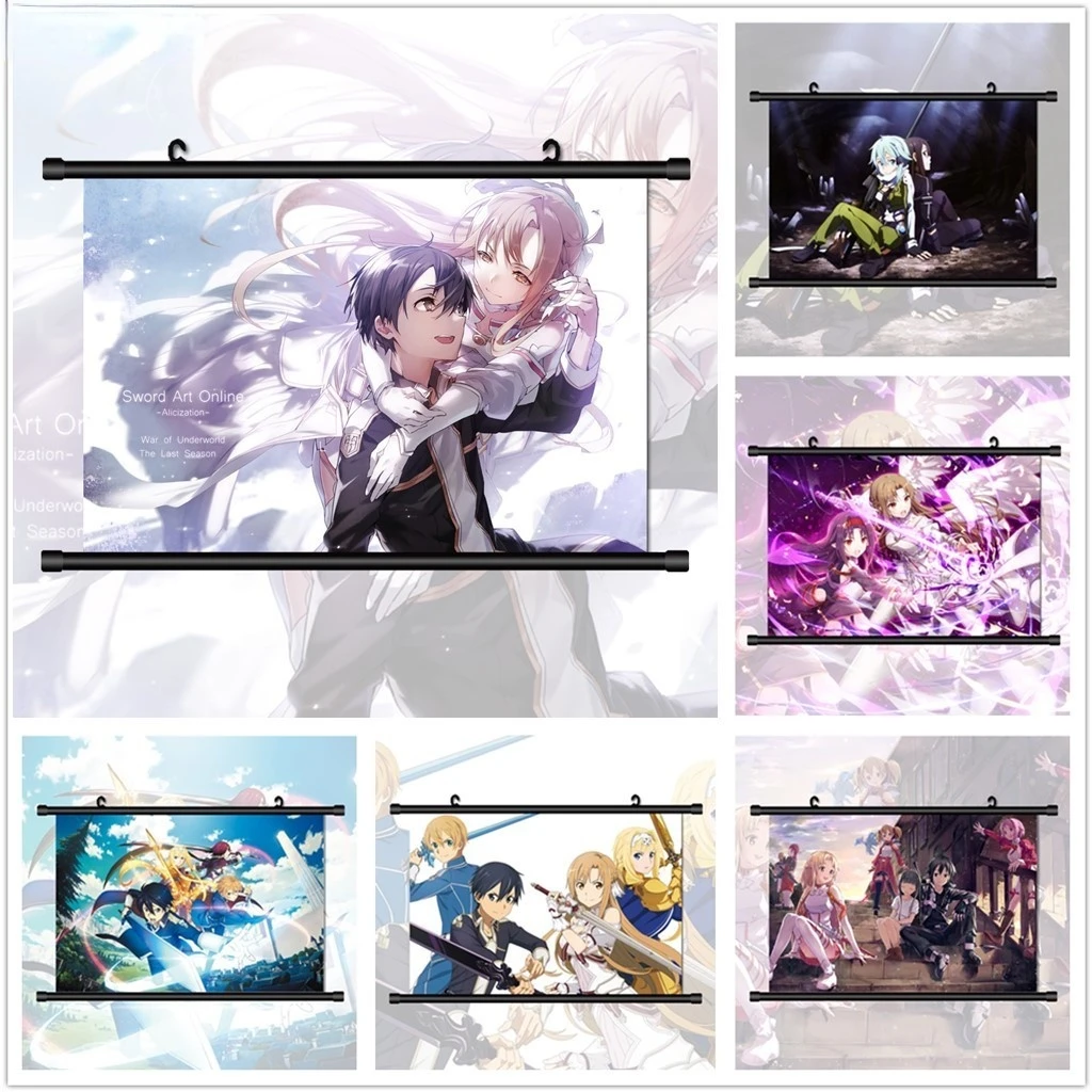 Anime Canvas Painting Sword Art Online Konno Yuuki Asuna Alice Schuberg Eugeo Kirito Wall Art Photo Children Room Decoration