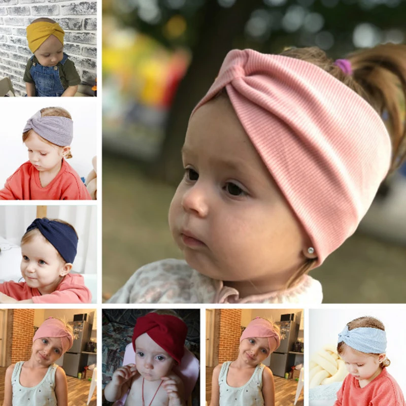 Baby Headband Solid Color Cross Knot Headbands For Kids Girls Turban Cute Bow Elastic Hair Bands Baby Girl Hair Accessories