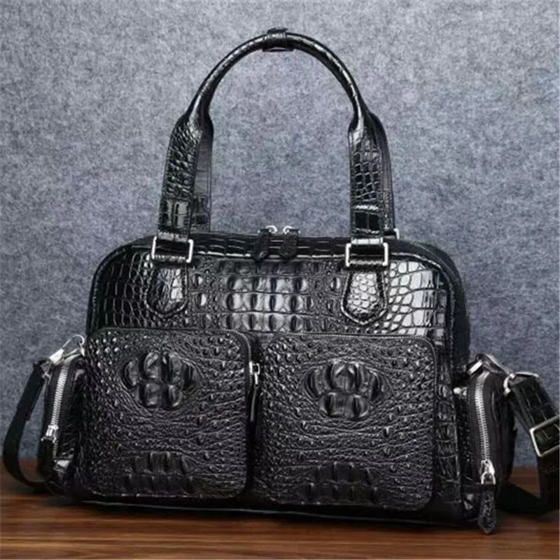 New Leather man bag alligator handbag large-capacity man briefcase computer bag travel bag shoulder bag