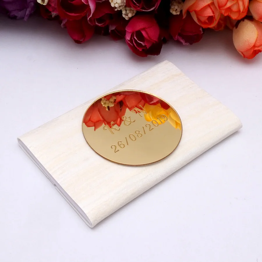 5pcs Personalized Wedding Invitation Tags Small Acrylic Mirror Welcome Guest Cards Table Center Decor Party Favors Gifts