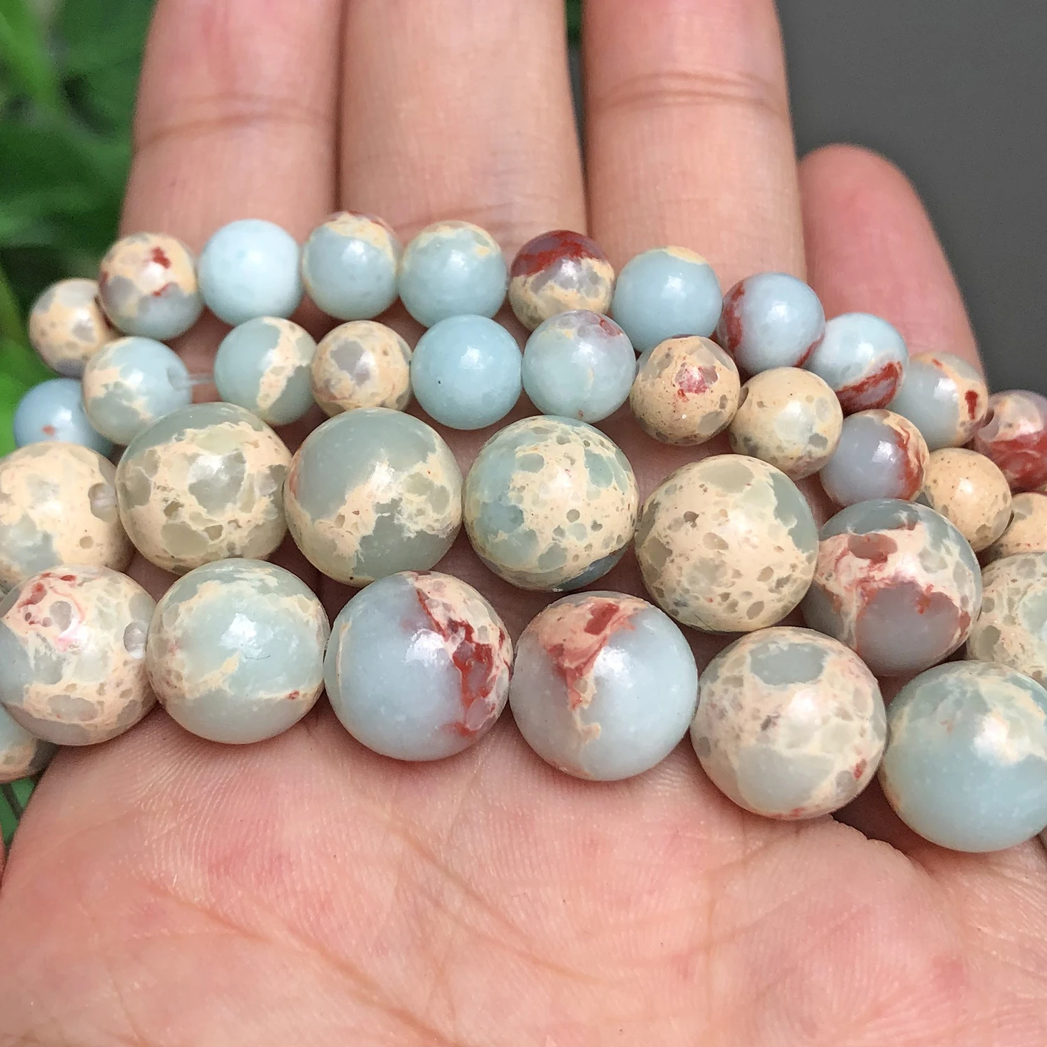 4/6/8/10/12mm Natural ShouShan Stone Snakeskin Blue Stone Beads Round Loose Spacer Beads For Jewelry Making diy Bracelet