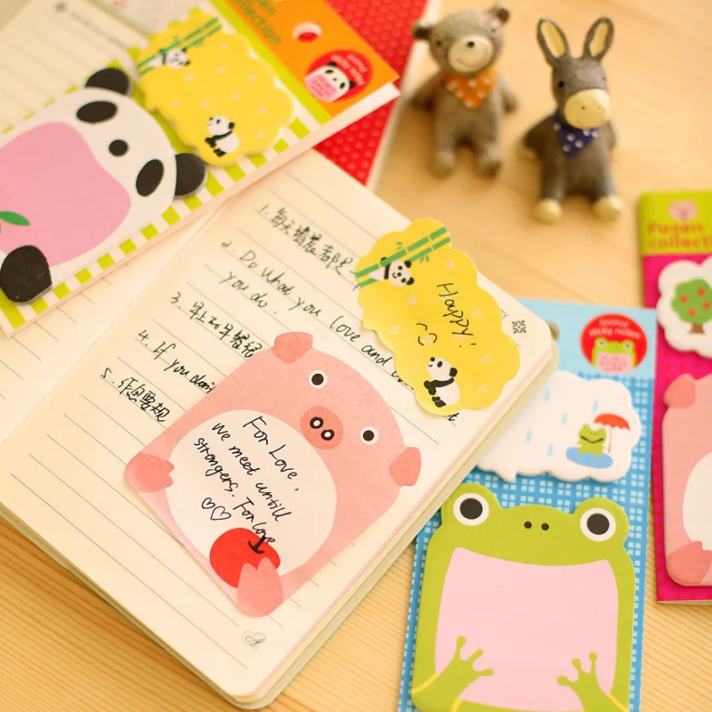 8Pcs/Lot Cute Cartoon Animal Tearable Note Book Posted it Sticky Notes Notepad Memo Pads Children Gifts School Office Supplies