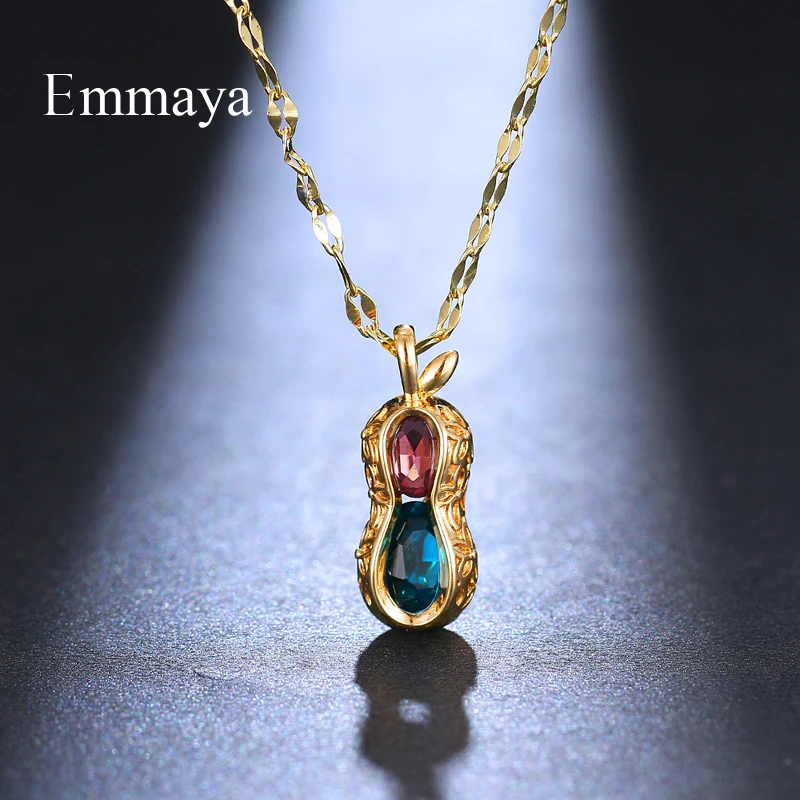 Emmaya Female Fashion Peanut Appearance Necklace Two Color Choice With Colorful AAA Zirconia New Trend Party Charming Decoration