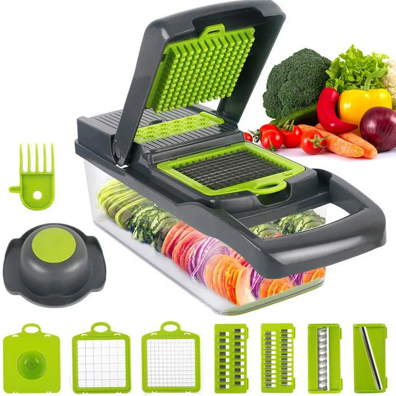 

Vegetable Chopper Food Slicer Dicer Interchangeable Blades Set Multifunctional Slicer Cutter For Potato Tomato Onion Salad Fruit