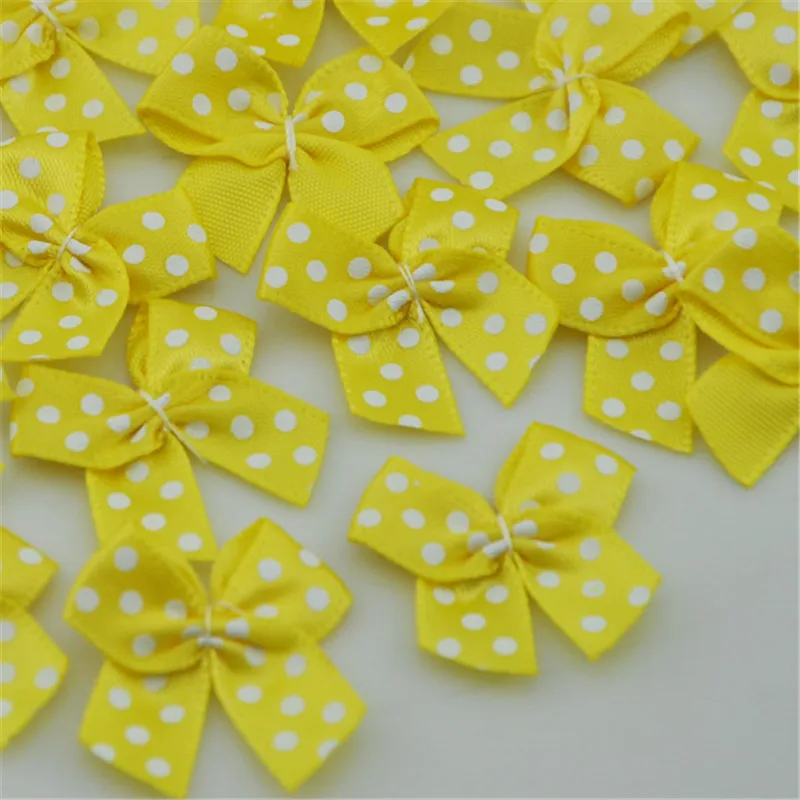 100pcs Dot Satin Ribbon Flowers Bows Gift Craft Wedding Decoration Upick B163