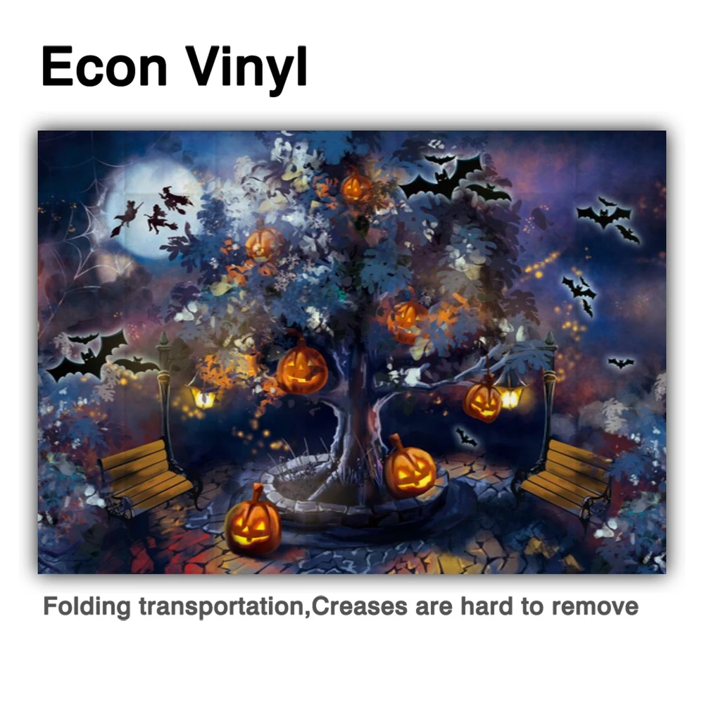 Allenjoy-fundo para festa noturna de halloween, abóbora, árvore, quintal, fotografia, estúdio de aniversário, decoração, cenário