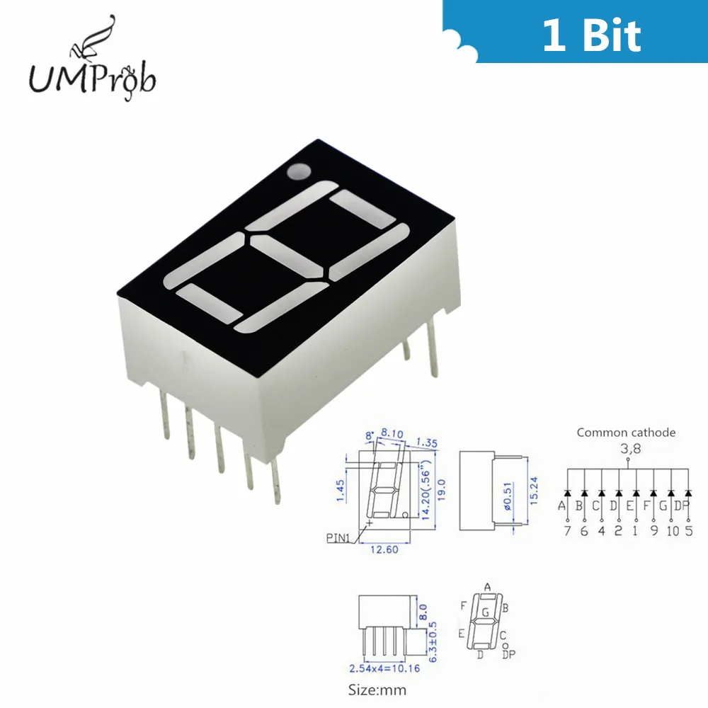 0.56 polegadas 7 segmento 1bit/2bit/3bit/4bit tubo digital vermelho cátodo comum led display de dígitos 8x8 led treliça brilhante matriz de pontos