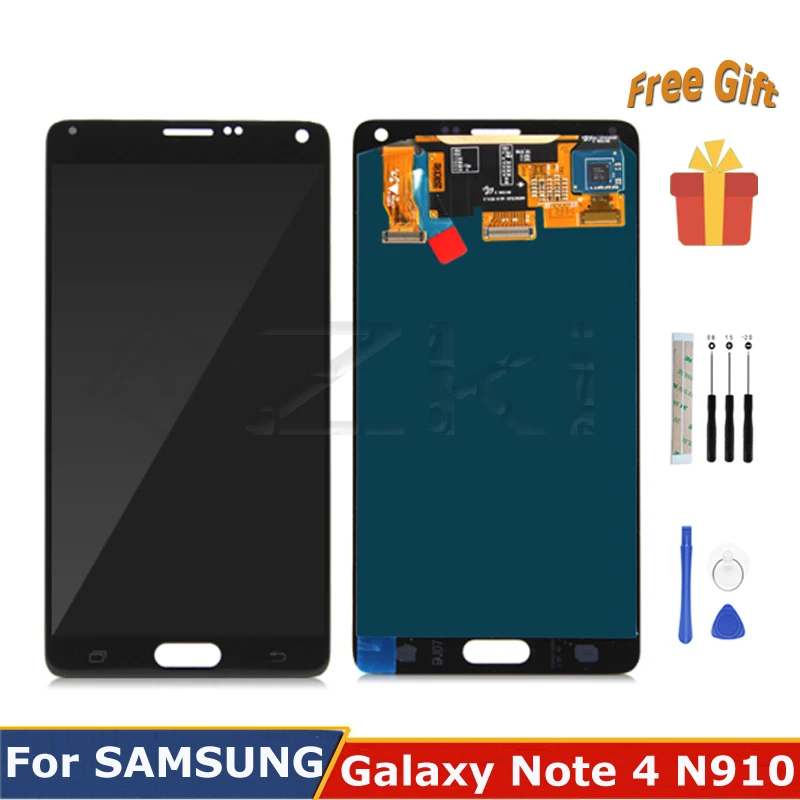 

5.7"Super AMOLED For SAMSUNG Galaxy Note 4 LCD Display Full Panel Touch Screen N910A N910F N910H With Repair Tool Assembly Parts