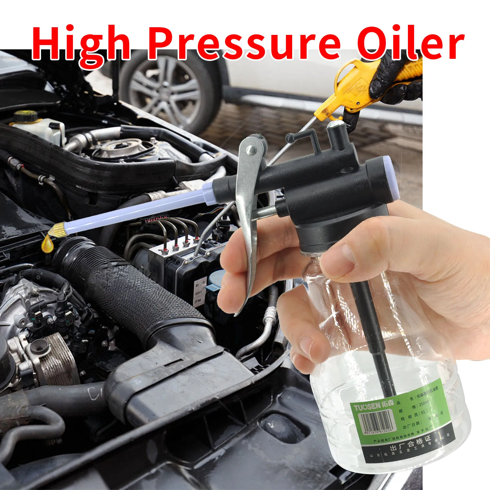 250ml Grease Gun Oiler Oil Pump Oil Can Transparent High Pressure Pump for Nissan Audi BMW Honda Toyota Volvo VW KIA Citroen