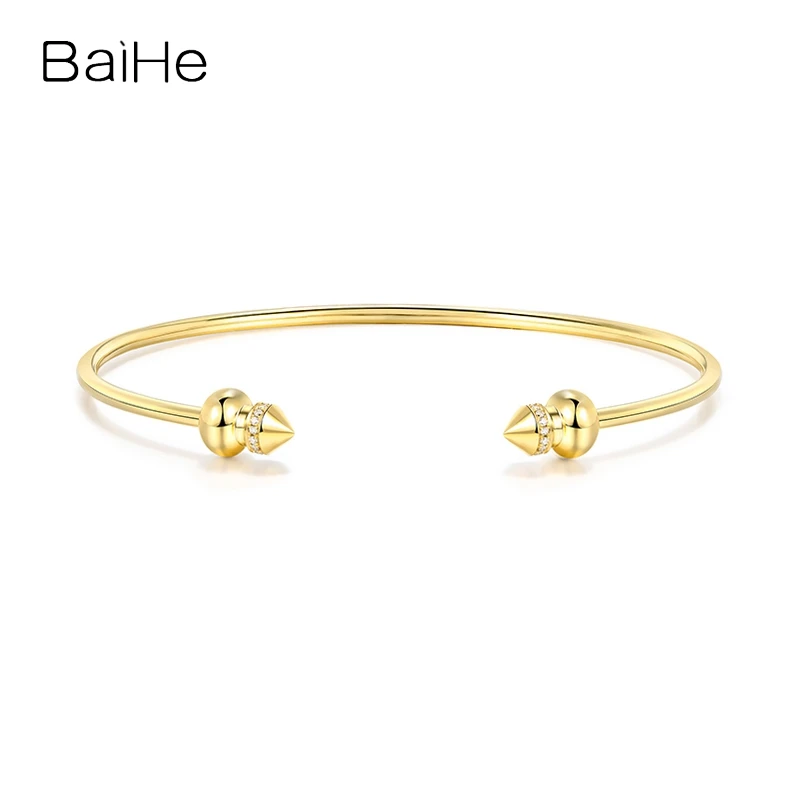 BAIHE Solid 18K Yellow Gold H/SI Natural Diamond Gourd Bracelet Women Man Fine Jewelry Making Pulsera de calabaza pulseras